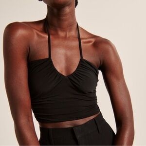Abercrombie & Fitch Slinky Black Halter Crop Top